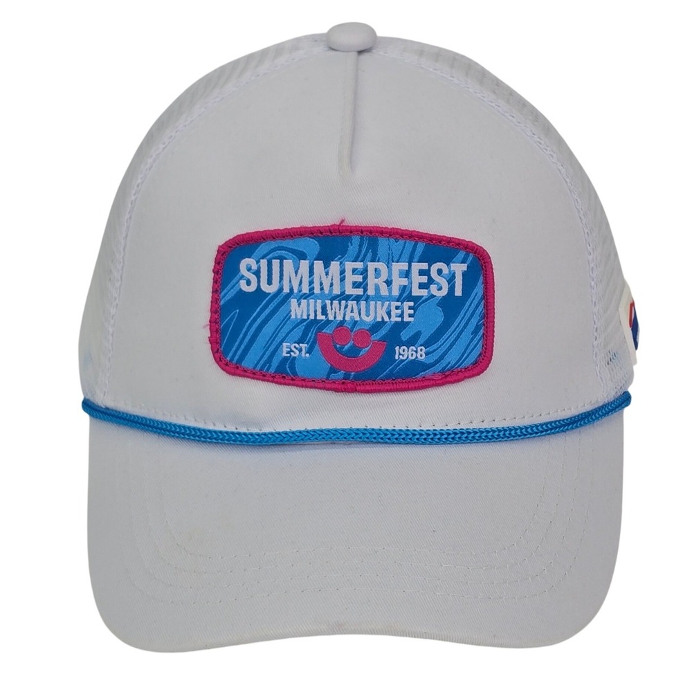 Summerfest Milwaukee Trucker Hat White Blue Mesh Snapback Cap Music Festival